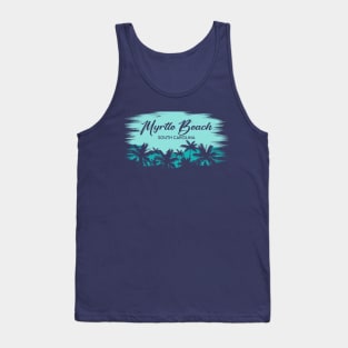 Myrtle Beach, South Carolina Vintage Beach Landscape with Palm Trees Tank Top